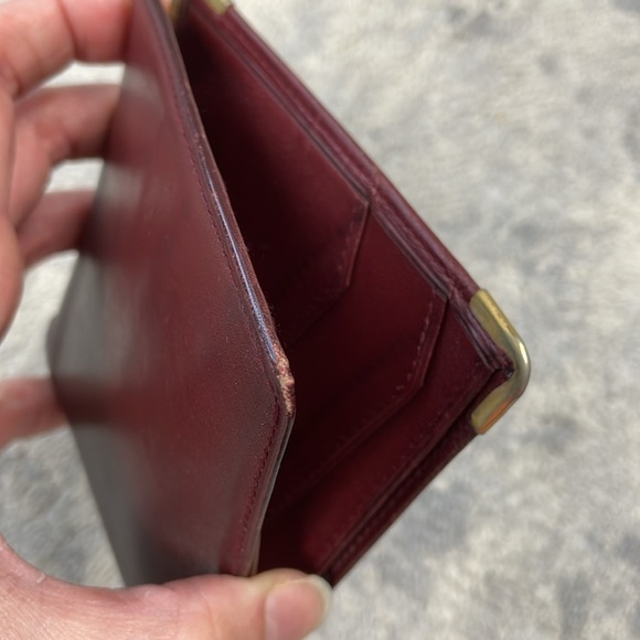 Cartier Paris Designer Bifold Wallet Burgundy Maroon Leather Bill Holder - Picture 10 of 17